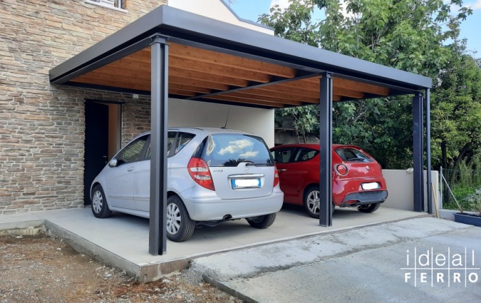 Tettoia semplice autoportante per 1 auto 15 m² L3 x P5 m in Legno Tetto in  PVC OURANOS